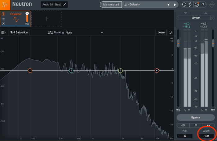 Create a wide guitar sound with Neutron's width slider