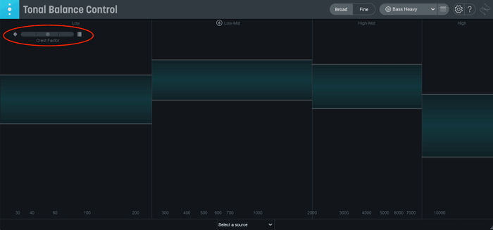 Crest Factor meter in Tonal Balance Control