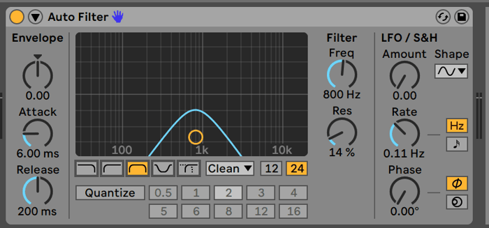 Ableton auto filter, band-pass