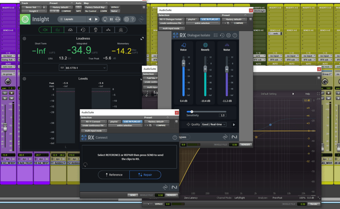 Frequently used plugins stay opened and ready to use in post-production sessions