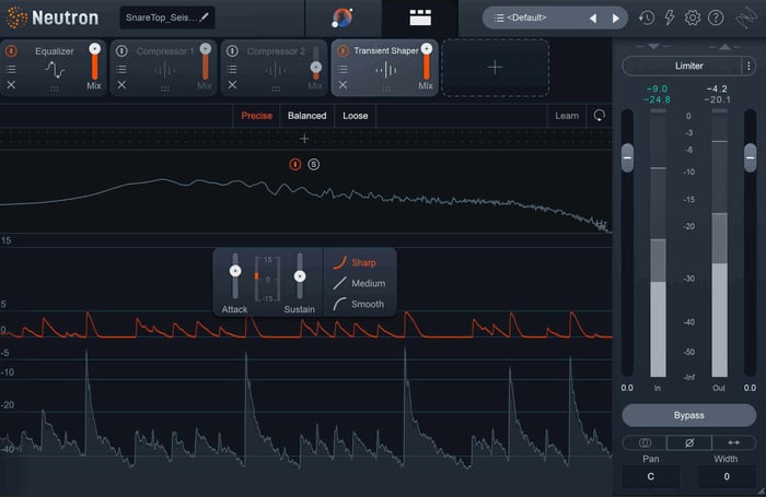 Using Neutron's Transient Shaper on the snare for punch