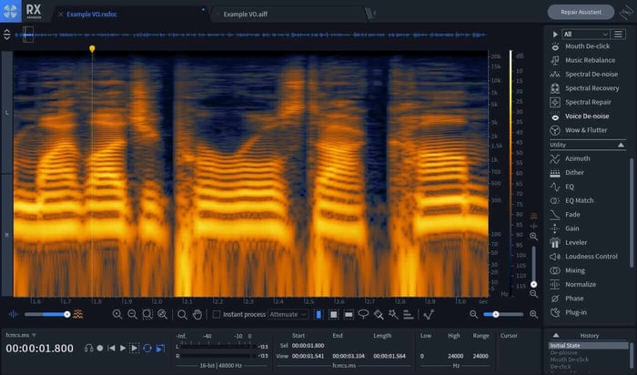 Plosives visible between 0–100 Hz in the Spectral Editor