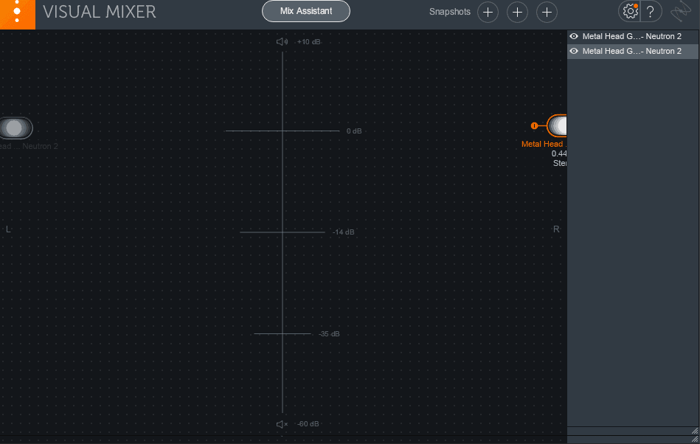 guitars with hard panning in visual mixer