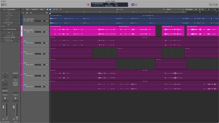 Vocal comping in a DAW