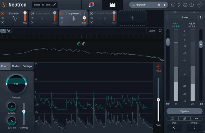 Using Neutron's Punch mode on the snare for impact