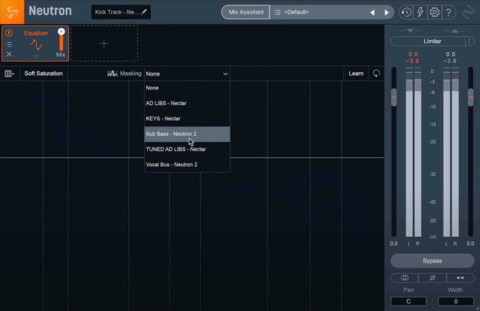 Neutron will look for other iZotope plug-ins in your session, and you can select them from the dropdown menu