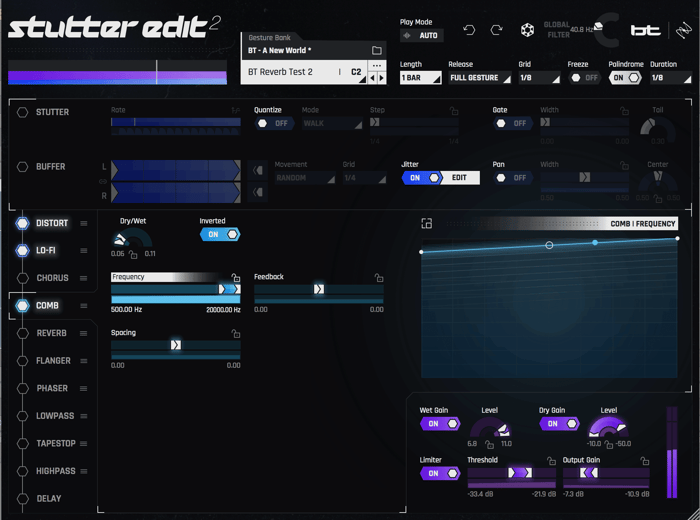 Using the Comb module on the snare