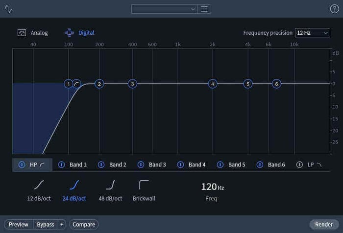 High pass filter using EQ module in RX