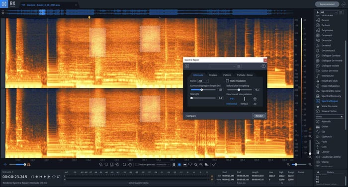 Using iZotope RX's Spectral De-ess module to minimize harsh sibilance on a master