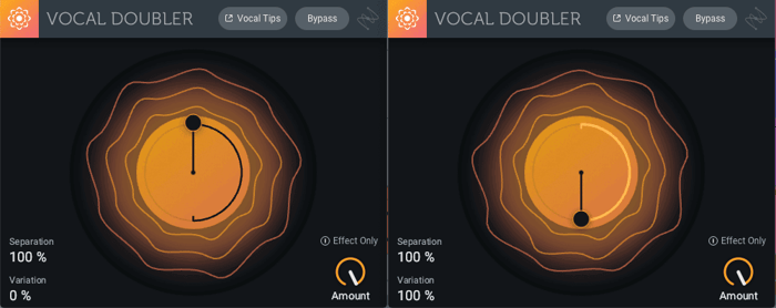 Vocal Doublers in series: first with Separation of 100, then with Variation set to 100 as well (Example 6)