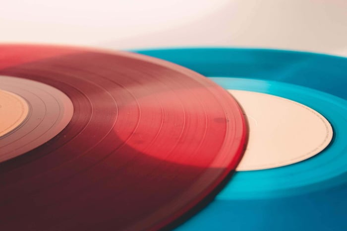 Colored vinyl records.