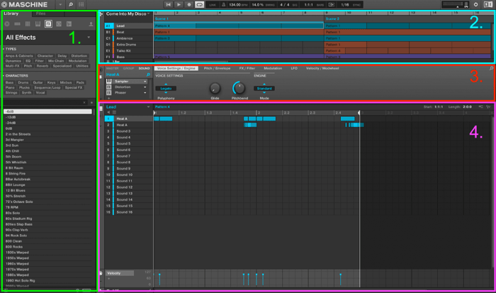 A default session in MASCHINE 2