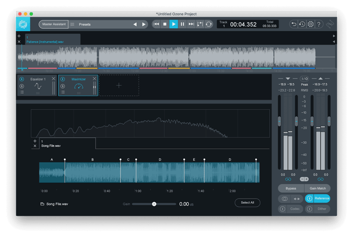 Ozone 9 with a loaded reference file