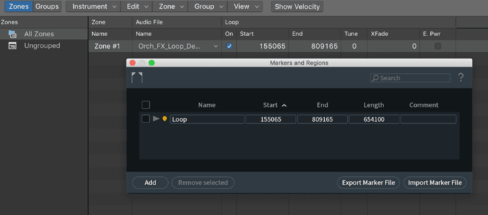 Logic Pro X can read this marker information to set loop points.