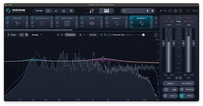 Ozone Transient Sustain processing