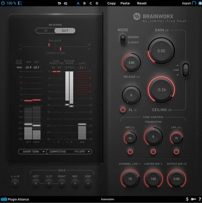 bx_limiter True Peak from Brainworx