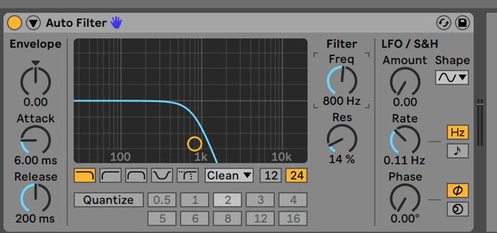 Ableton auto filter, low pass