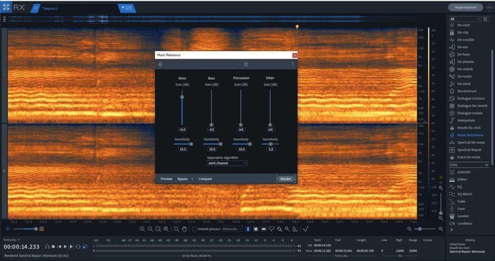 Music Rebalance can help you isolate the vocals in a full stereo mix.