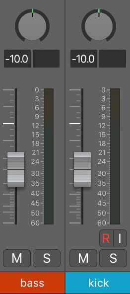 Set your bass and kick volume to -10 dB