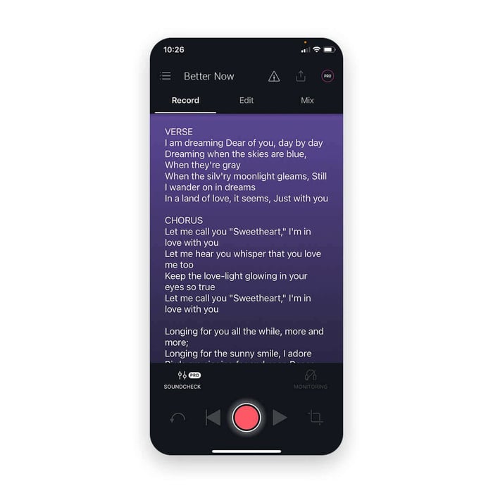 Use the Notes feature of the Spire app to jot down lyric ideas