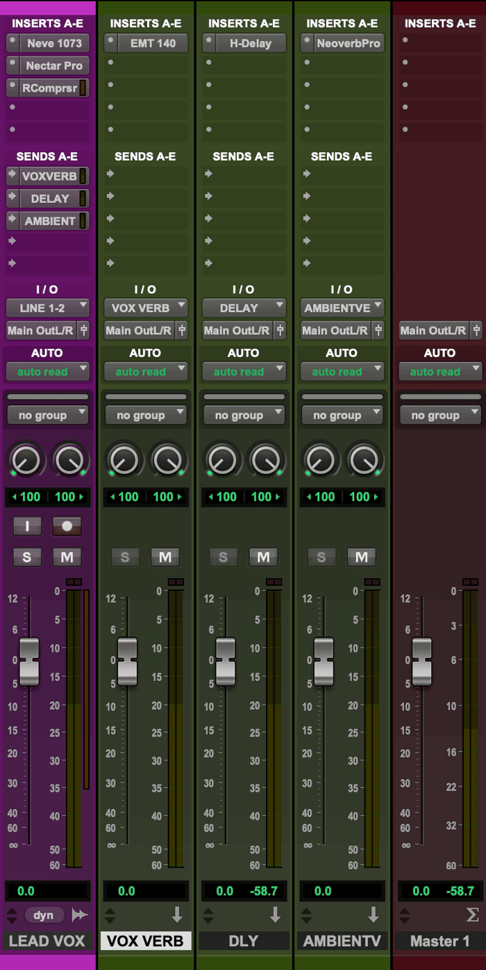 example mixing template in a DAW