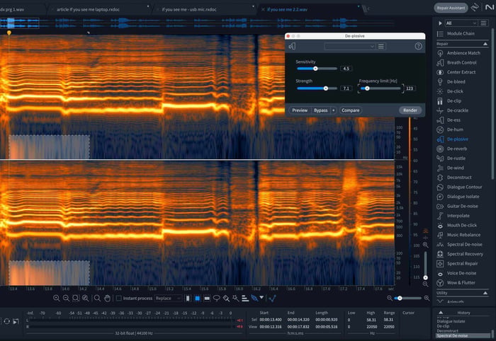 Selecting a plosive in RX