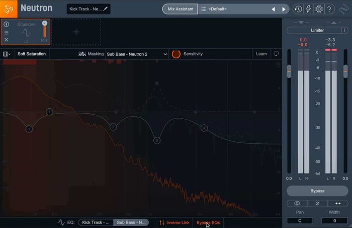 Use the bypass feature to see what effect your EQ masking work has had on your mix