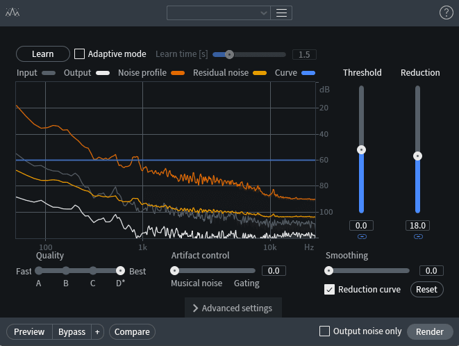 Spectral De-noise settings