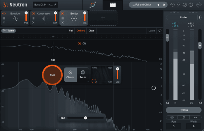 Using Warm saturation settings to give the bass added character and warmth