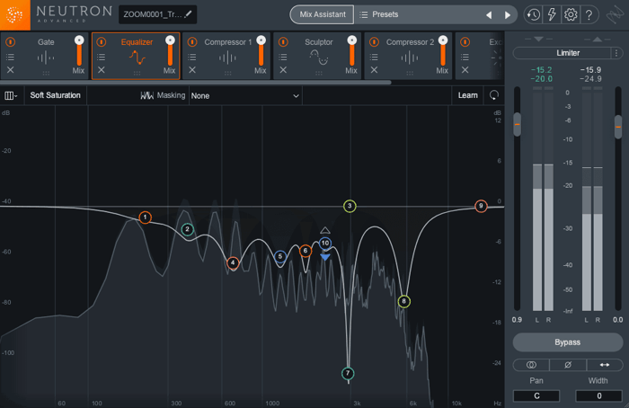 Frequency dips on the Neutron 3 EQ spectrum