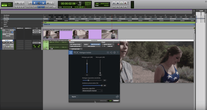 Pro Tools session with RX Dialogue Isolate open