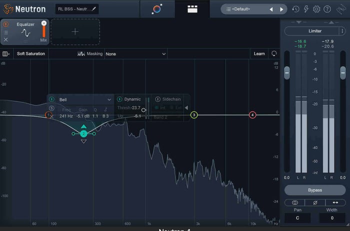 Switching the band to a cut and making it dynamic will better balance frequency changes