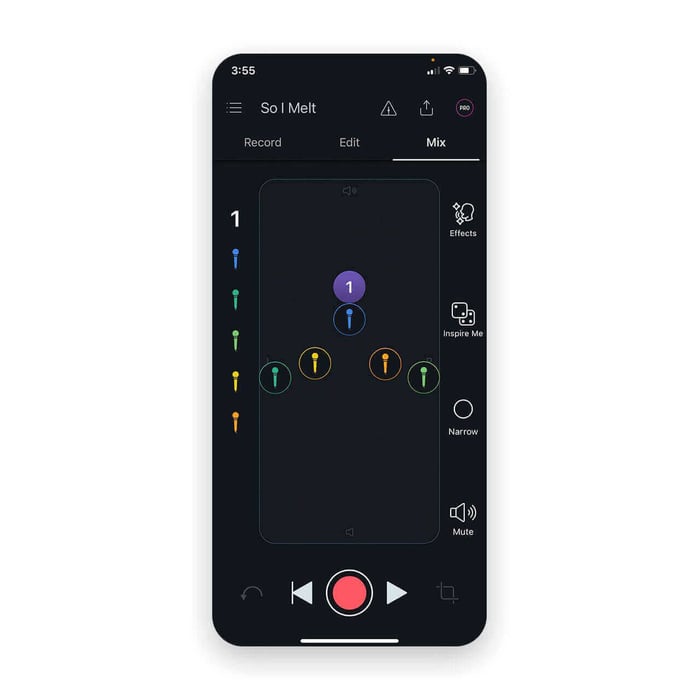 Pan your vocal harmonies in the Mix tab