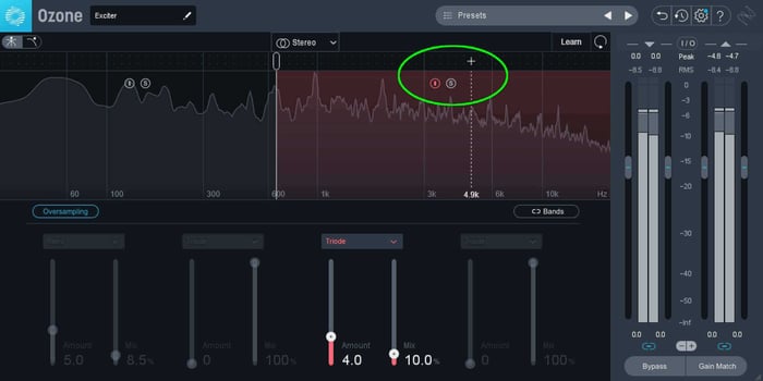 For specific-use cases, you can achieve finer control of your Exciter through the use of crossovers