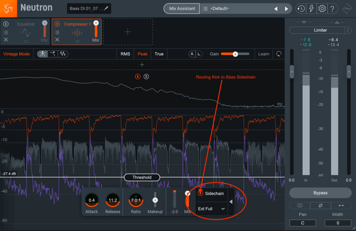 Sidechain routing and ducking in Neutron Pro