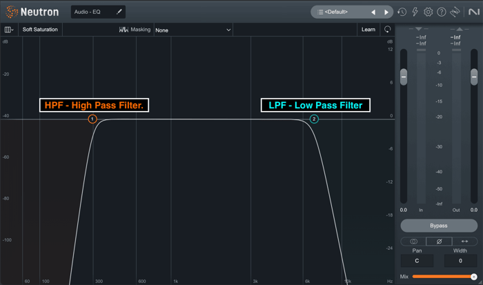 EQ high pass and low pass filters