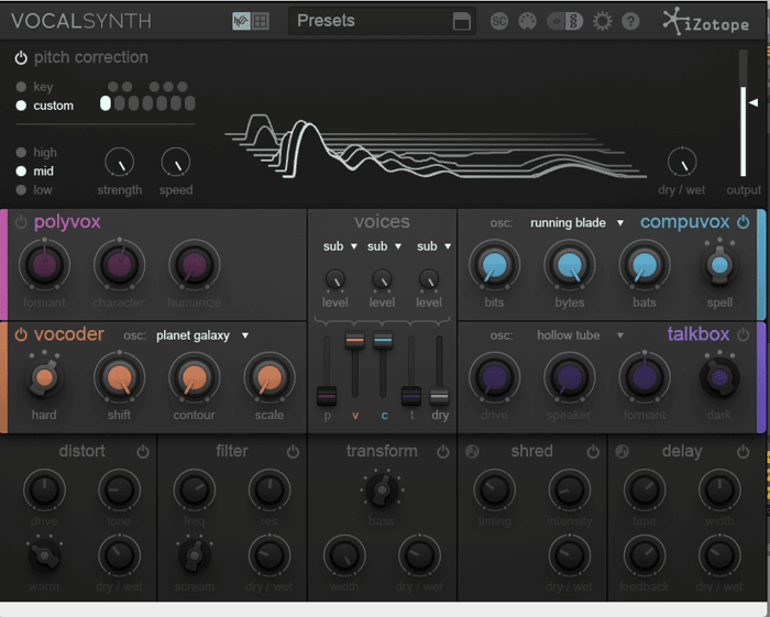 Setting the vocoder in VocalSynth for Kraftwerk-like sounds