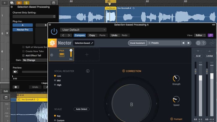 Selection-based pitch correction in Logic