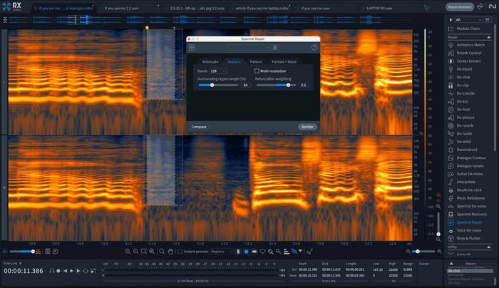 Spectral Replace settings in RX