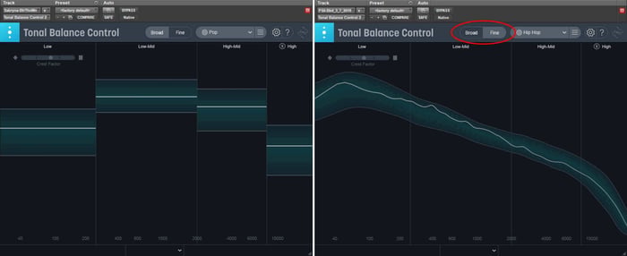 You can switch between a Broad or Fine view for a more nuanced approach to matching your target curve.