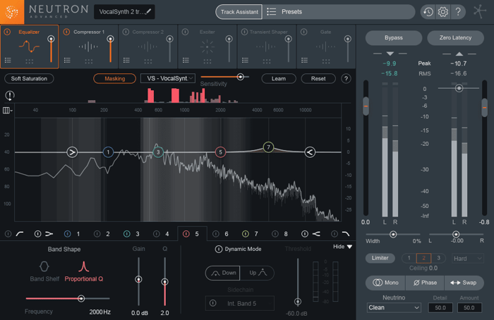 VocalSynth 2 on Neutron 2’s Masking Meter