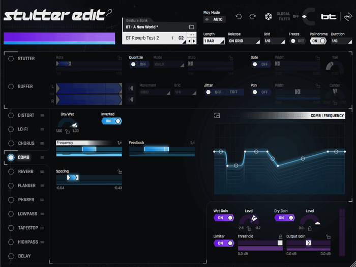 Lead synth with modulated Comb effect