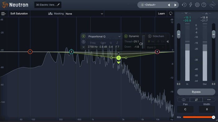 Neutron Dynamic EQ on guitar's pick attack