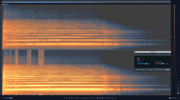 Guitar note with complex distortion in RX