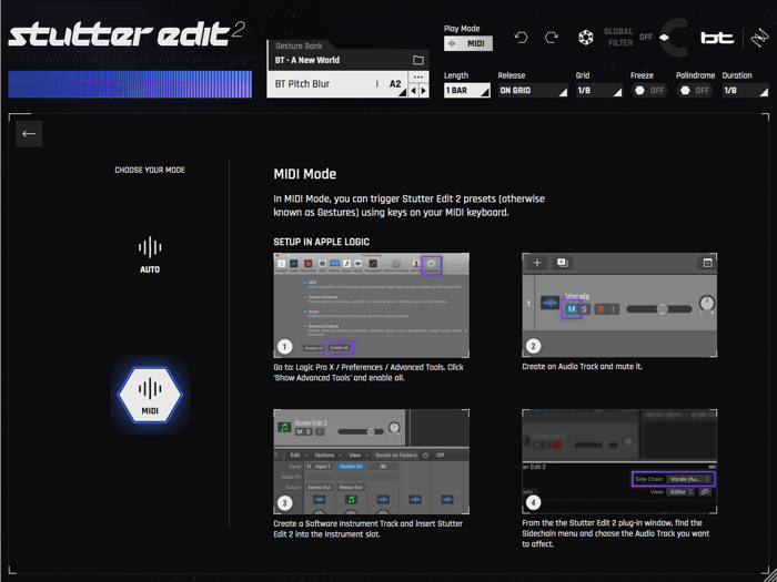 Setting up MIDI Mode in Logic Pro X