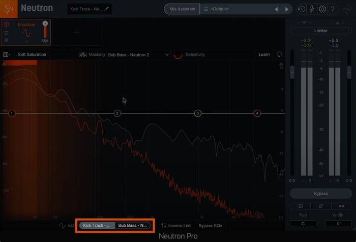 You can select the different tabs to unmask the different tracks in Neutron