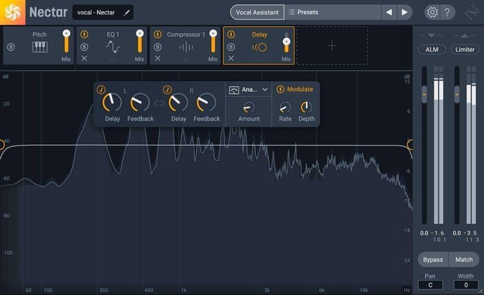 Nectar's Delay module allows you to tempo sync your echoes