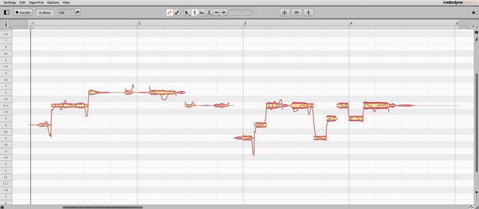 Graphic pitch correction using Melodyne
