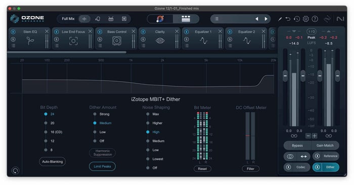 iZotope Ozone dithering tools