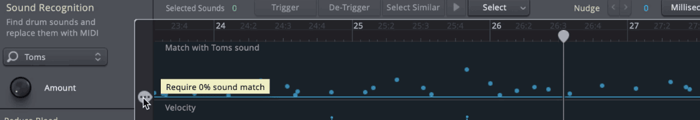 The sound recognition match threshold in Superior Drummer 3